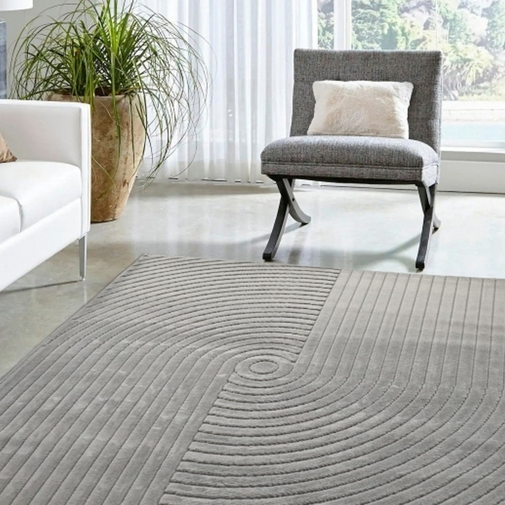 Malmo Knot Textured Carved Indoor Outdoor Rugs in Grey